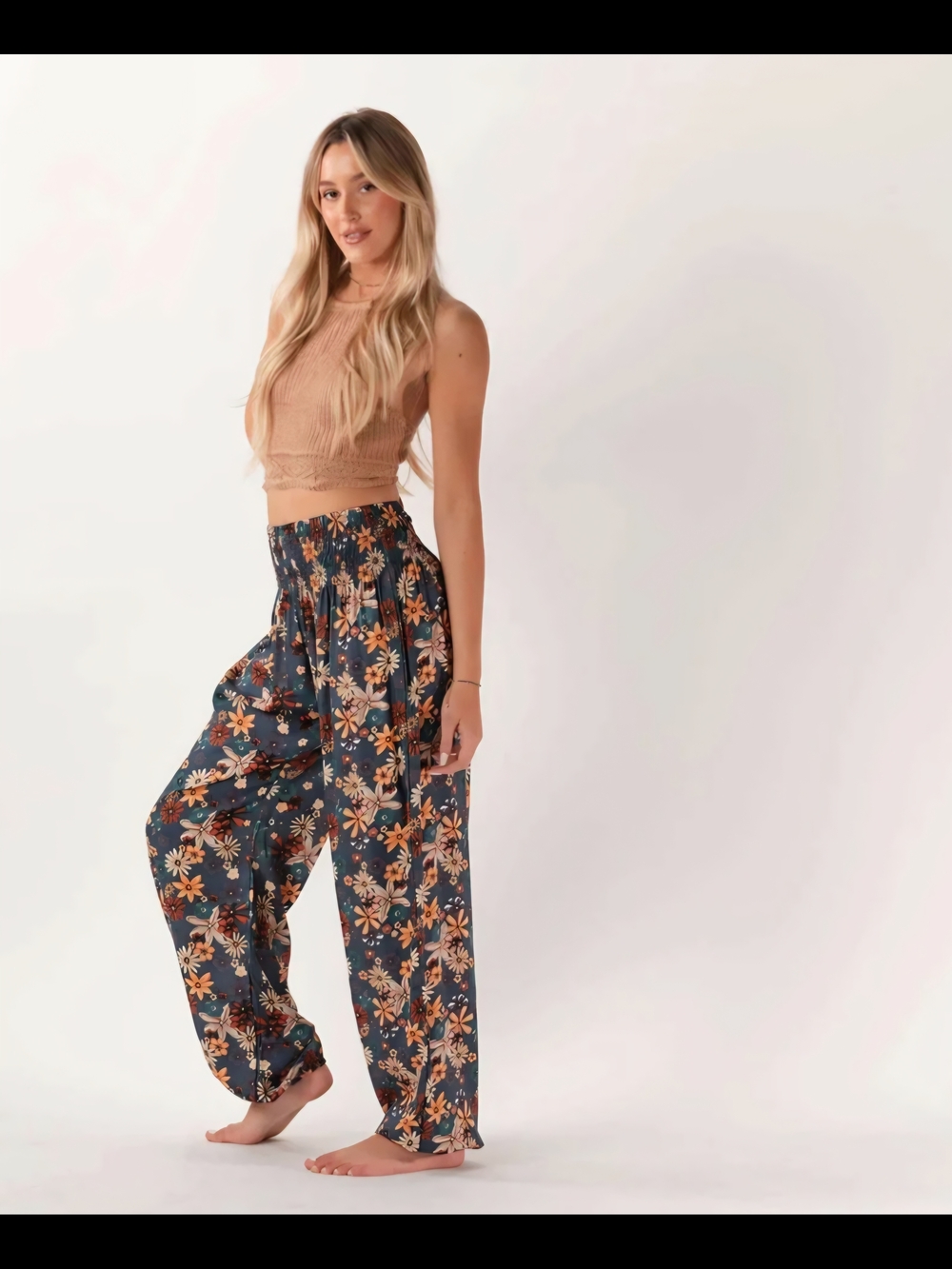 **ULTRA RARE**-NWT-Lotus & Luna High-Waist Navy Floral Pants